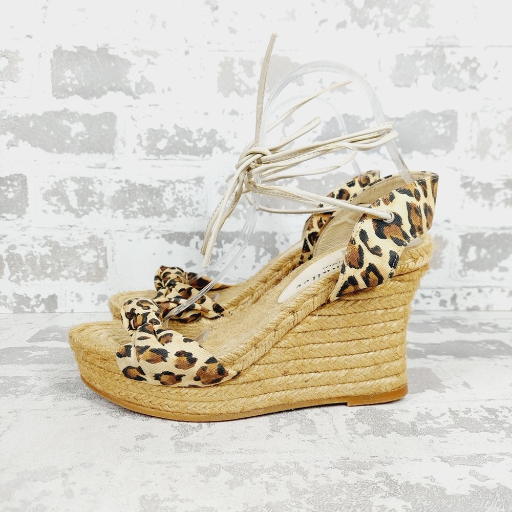 Bettye Muller Cheetah Woven Lace Up Heeled Sandals K576